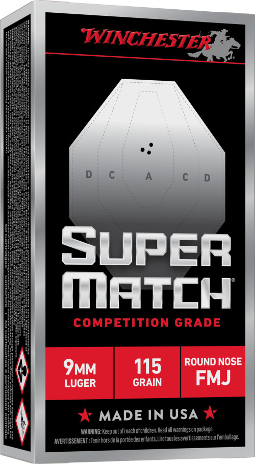 WIN SUPER MATCH 9MM 115GR RN 50/500