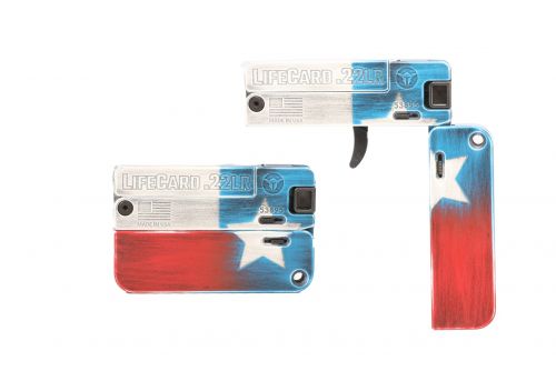 Trailblazer Firearms LifeCard Single Shot .22 LR Texas Flag Cerakote Pistol