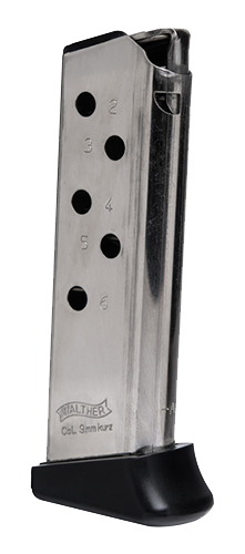 Walther PPK .380 ACP 6-Round Magazine Stainless/Silver