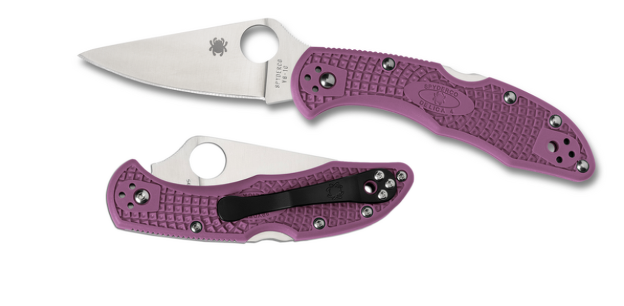 Spyderco - DELICA® 4 FRN FLAT GROUND - Purple/Plain Blade