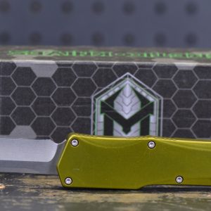 Heretic Knives Cleric Tanto OTF Auto Knife Green Handle 3.5"