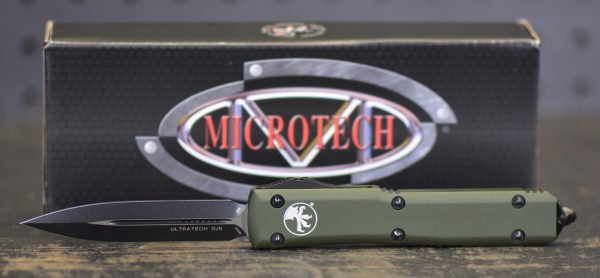 Microtech Ultratech D/E Contoured Black Blade and OD Green