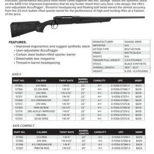 Savage AXIS II Compact 243 Win 20" Barrel, Black, 4rd Synthetic Stock Black, 4rd