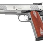 Smith & Wesson 1911 45 ACP 5" Barrel, Ambi Safety Wood Grip Matte SS, 8rd