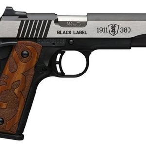 Browning 1911 Black Label Medallion, .380 ACP, 3.625", 8rd, Black Frame, Stainless Slide
