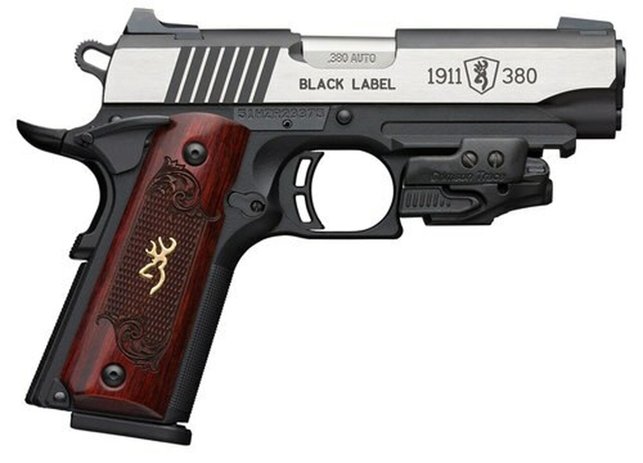 Browning 1911 Black Label Crimson Trace Laser 380 ACP, 3-Dot Sight, 4.25" Barrel