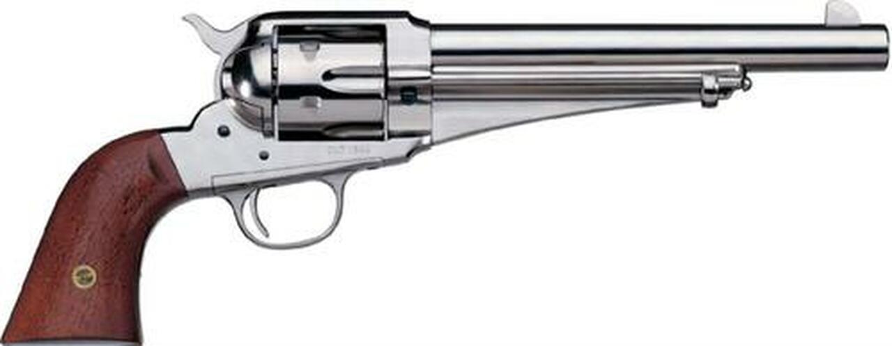 Uberti 1875 Army Outlaw Revolver, .45 Colt, 7.5", Nickel Finish, Walnut Grip