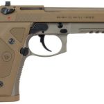 Beretta M9A3, Semi-Automatic Pistol, Full Size, 9mm, 4.9" Threaded Barrel, Alloy Frame, Flat Dark Earth Finish, Vertec-Style Thin Grip, 3-Slot Picatinny Rail, Decocker, Tritium Night Sights, 2 Magazines, 17 Rounds