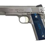 Colt Competition Govt 38 Super, 5" Barrel SS Finish, G10 Blue Grips, Novak Sights 9rd Mag