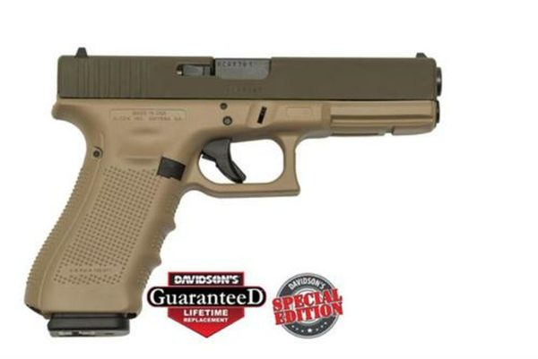 Glock Gen4 17 USA (Davidson's Special Edition) 9MM, Cerakote Patriot Brown, 3 17 Rd Mags