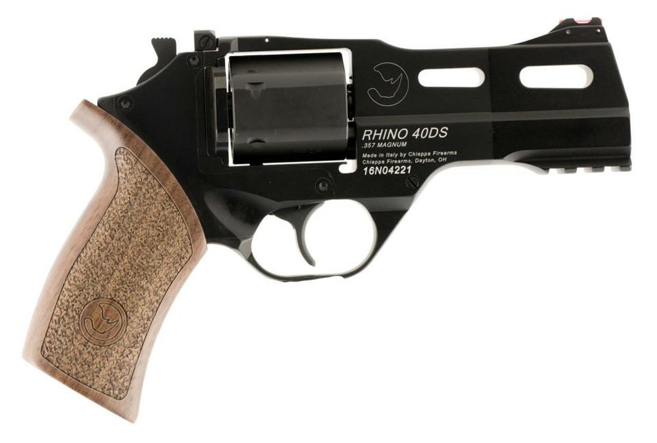 Chiappa Rhino 40DS, .357 Mag, 4", SA/DA, 6rd, Walnut Grip, Black Finish