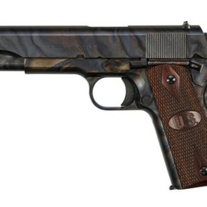 Auto-Ordnance 1911A1, 45 ACP, 5", 7rd, Checkered Wood Grips, US Logo, Case Hardened