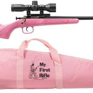 Keystone Crickett 22LR, Scope/Case, 16.1", 1rd, Synthetic Pink Stock, Blued