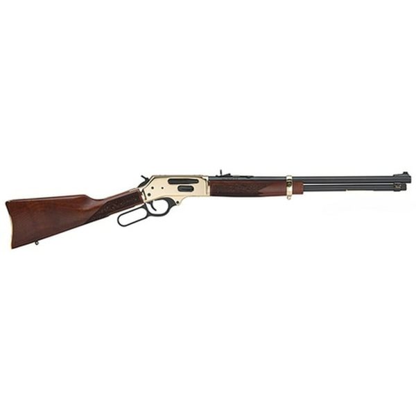 Henry Side Gate Lever Action, 45-70 Government, 20" Brass Brass Receiver, Walnut Stock, 4Rd, Fully Adjustable Semi-Buckhorn Sights