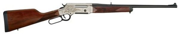 Henry Long Ranger Deluxe .243 Win. 20" Barrel, Checkered Straight Grip Stock, Nickel Plated /w 24k Gold Inlay, 4rd