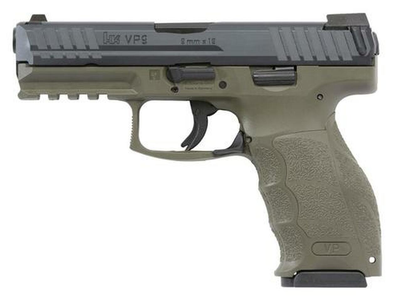 HK VP9, 9mm, 4.09" Barrel, 10rd, Night Sights, 3 Mags, OD Green Frame