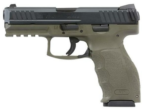 HK VP40 Double 40 S&W 4.09" 2- 13rd Mags 3-Dot OD Green Interchangeable Backstrap Grip