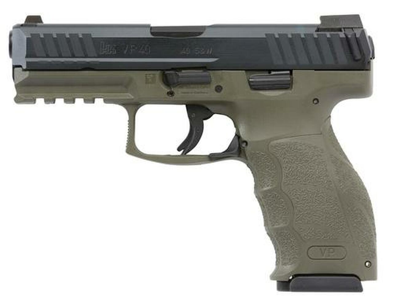 HK VP40, .40 S&W, 4.09", 10rd, 3 Mags, Night Sights, OD Green Frame