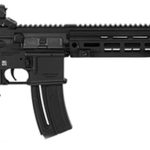 HK, HK416, Semi-Automatic, 22 LR, AR-15, 16.1" Threaded Barrel, 1/2X28 Threads, Black, Synthetic Stock, Right Hand, 1 Mag, 20Rd, M-Lok RIS Rail, Front/Rear Flip Sights