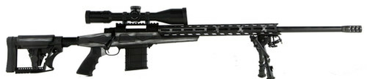 Howa 1500, Bolt Action Rifle, 308 Winchester, 24" Heavy Threaded Barrel, Black, Gray & White American Flag Finish, Polymer Stock, Right Hand, Bipod, 10rd Mag, 4X16-50 Scope Included