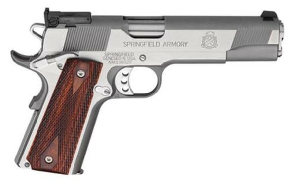 Springfield 1911 Service Target Pistol 45 ACP, 5", Cocobolo Wood Grip, Stainless Finish, 7 Rd