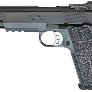 Springfield Tactical Response Pistol Operator, Semi-automatic, 1911, Full Size, 45 ACP, 5" Bull Barrel, Steel Frame, Tactical Grey Finish, G10 Black Garolite Grips, Ambidextrous Safety, Tritium Night Sights, Range Bag, 2-7Rd Mags