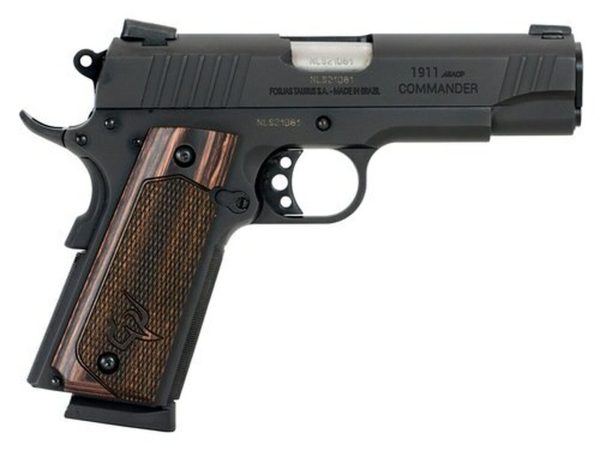 Taurus 1911 Commander, 45 ACP, 4.2" Barrel, 8rd, Novak Sights, Walnut Grips, Black