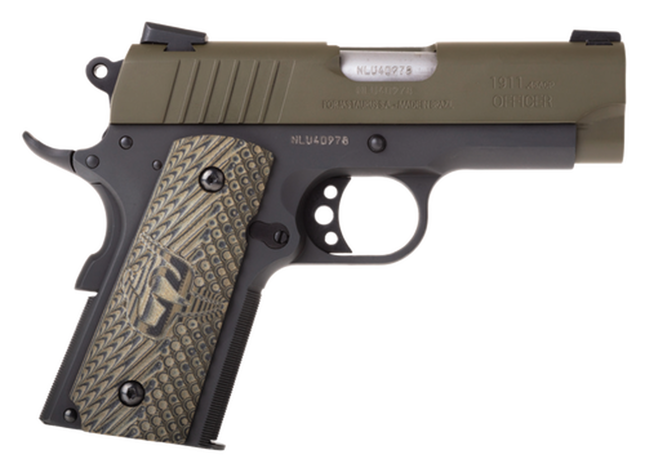 Taurus 1911 Officer, .45 ACP, 3.5" Barrel, 6rd, Green Slide, Black