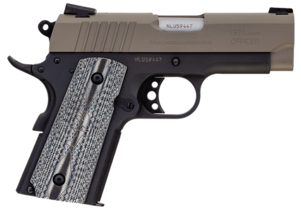 Taurus 1911 Officer, .45 ACP, 3.51" Barrel, 7rd, Sand Slide, Black