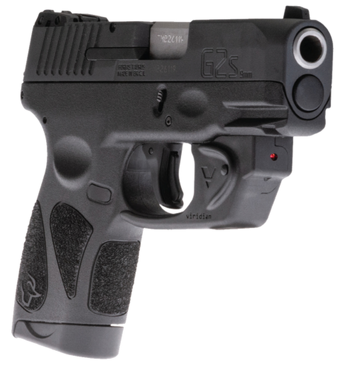 Taurus G2S Viridian Laser 9mm, 3.25" Barrel, Black Grip and Frame, Black Carbon Steel Slide, 7rd