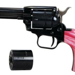 Heritage Rough Rider, Single Action, 22 LR/22 WMR, 3.5" Barrel, Alloy Frame, Black, Pink Pearl Bird's Head Grip, 6Rd