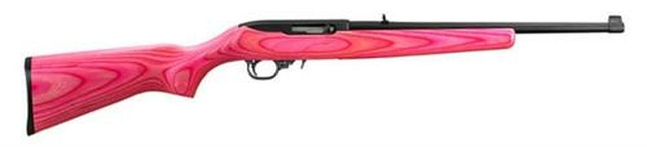Ruger 10/22 Semi Auto Rifle, Pink Laminate Stock, Blue, 16" Barrel