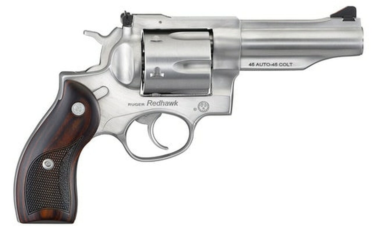 Ruger Redhawk, 45 ACP / .45 Colt, 4.2" Barrel, 6rd, Satin Stainless, Wood Grips