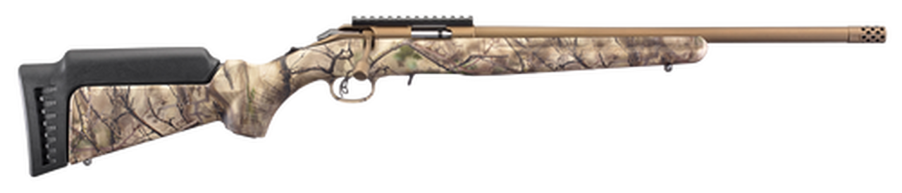 Ruger American Rimfire Standard 22 LR, 18" Threaded Barrel, Bronze, Camo, 9rd