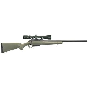 Ruger American Predator Bolt-Action, 308 Win 18" Threaded Barrel, Matte Black, Moss Green Synthetic Stock, Vortex Crossfire II Scope, 3Rd Mag