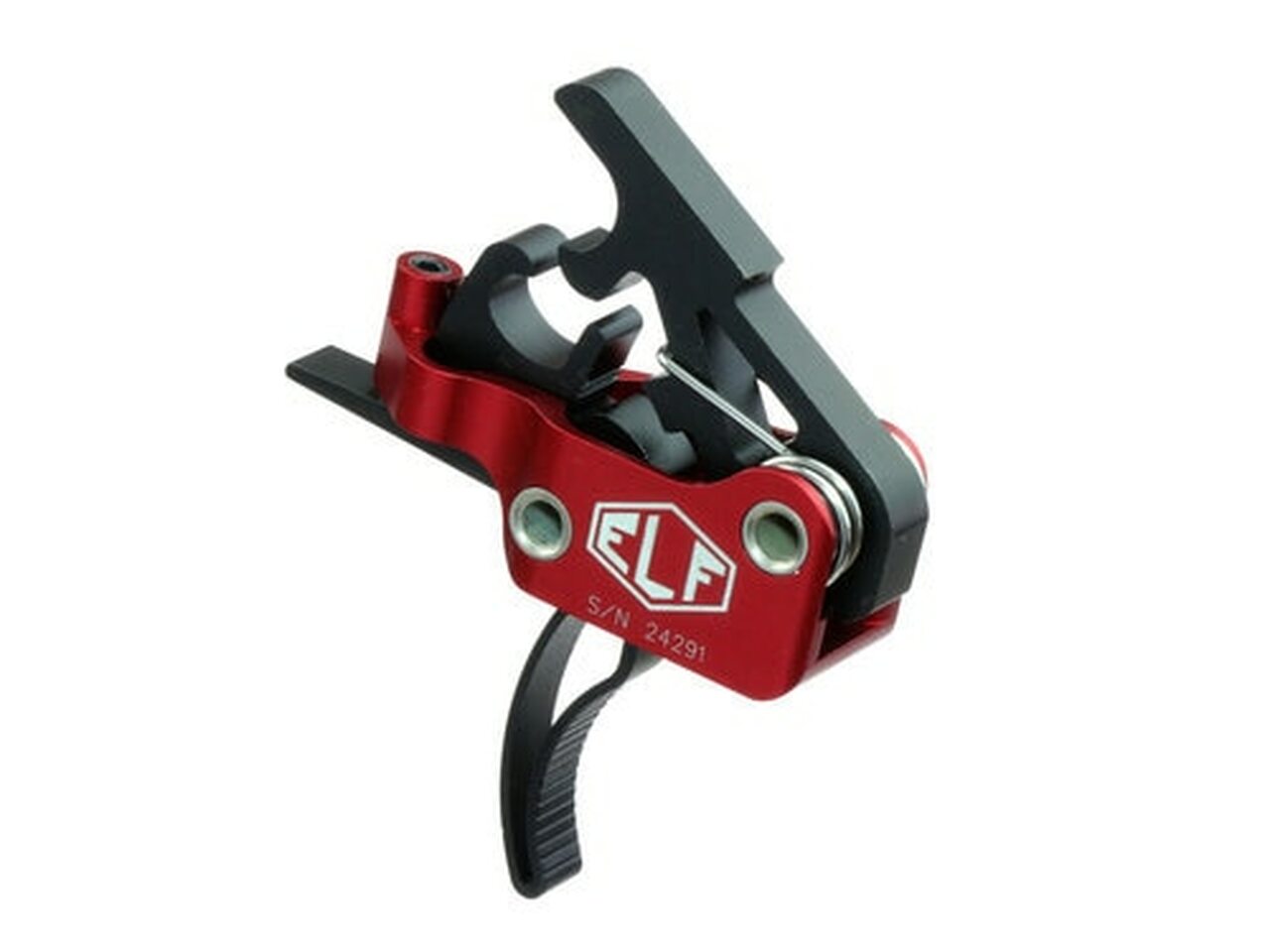 Elftmann Tactical 3-Gun Trigger, Curved, Drop-In, 2.75-4lbs, Black/Red