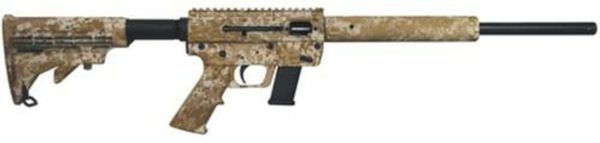 Just Right Carbine Takedown 9mm 17" Threaded Barrel Collapsible M4 Stock Desert Camo Finish Quad Rail Forend 17rd Glock or Glock Style Magazine