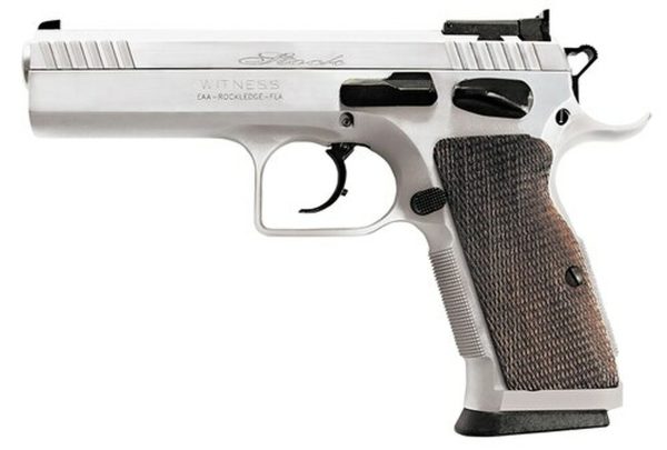 EAA Witness Elite Stock 2 DA/SA 9mm 4.5" Barrel, AS Wood Grip Chrome, 17rd