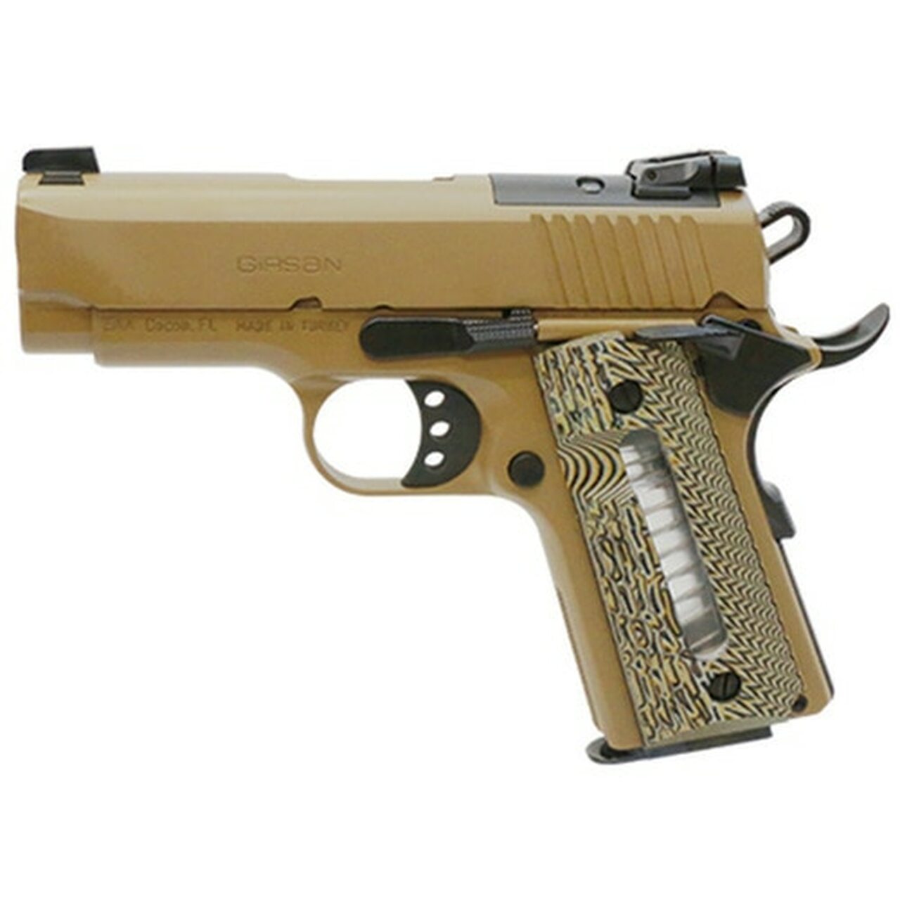 Girsan MC1911 Ultimate 45 ACP, 3.4" Barrel, Flat Dark Earth G10, Capacity Window Grip, 6rd