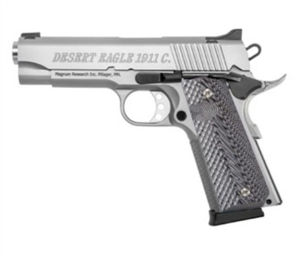 Magnum Research Desert Eagle 1911 C Model 45 ACP 4.3" Barrel Stainless Steel Finish Double Diamond Checkered Wood Grips 8rd