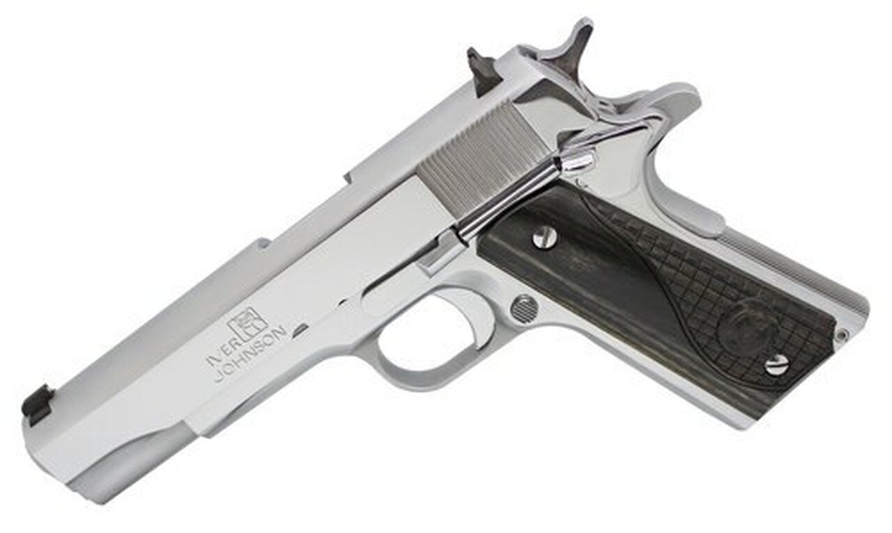 Iver Johnson Arms 1911 A1, 45 ACP, 5" Barrel, 8rd, Chrome Steel