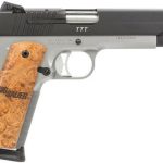 Sig 1911 45 ACP, 5" Barrel, TTT Reverse 2-Tone SAO Siglite Burled Maple Grip (2) 8RD Steel MAG MA Compliant