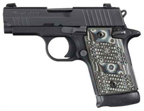 Sig P938 9MM 3IN Extreme Black SAO Siglite Black/Gray G10 Grip (1) 7RD Steel MAG Ambi Safety