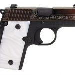 Sig P238 380 ACP 2.7In White Pearl Nitron Engraved Slide SAO Siglite White Pearl Grip (1) 6RD Steel MAG