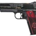 Sig 1911 45 ACP, 5" Barrel, Texas Gold Engraved Nitron SAO Siglite Custom Texas Grip (2) 8RD Steel MAG