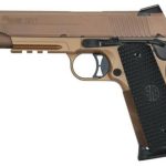 Sig 1911 45 ACP 5" Barrel, Emperor Scorpion Flat Dark Earth SAO Siglite Black G10 Grip (2) 8RD Steel MAG Rail