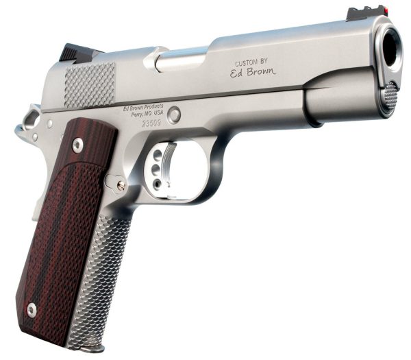 Ed Brown Kobra Carry, Semi-automatic, 1911, Commander, 45ACP, 4.25" Barrel, Bobtail Frame, G10 Grips, Matte Stainless, Thumb Safety, Black Fixed Rear Sight, Orange HD XR Front Sight, Recessed Slide Stop, 7Rd, 2 Magazines