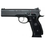 CZ AO-1 LD Custom, 9mm, 4.9" Stainless Barrel, Aluminum, Manual Safety, Full Size, Fiber Optic Front And Low Mount Rear Sights, 19Rd, Black