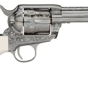 Taylors 1873 Outlaw Legacy Nickel Engraved 45 LC, 4.75" Barrel, Ivory Type Grips