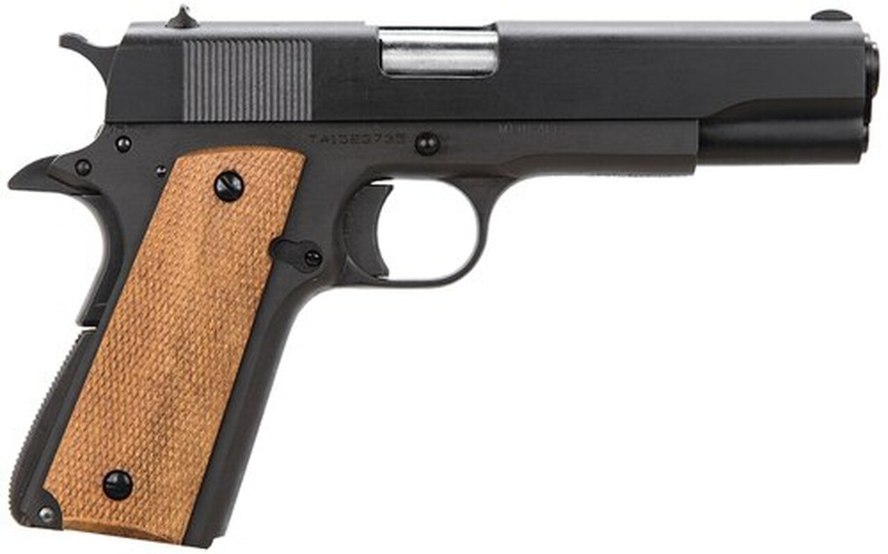 Taylor's 1911 Standard 45 ACP 5" Barrel, Walnut Grip Arched Housing Blued, 7rd